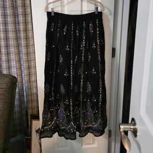 Bohemian Sequined Women's Maxi Flowy Skirt Boho Gypsy